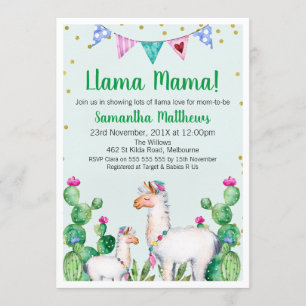Llama Mamá Baby Shower Invitación