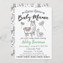 Llama Mamá Baby Shower Invitación