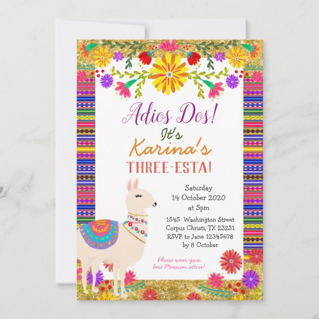 Llama mexicana tres veces esta invitación de cumpl (Anverso)