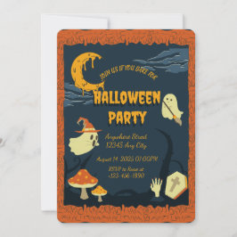 Llama naranja Spooky Halloween Party Invitación