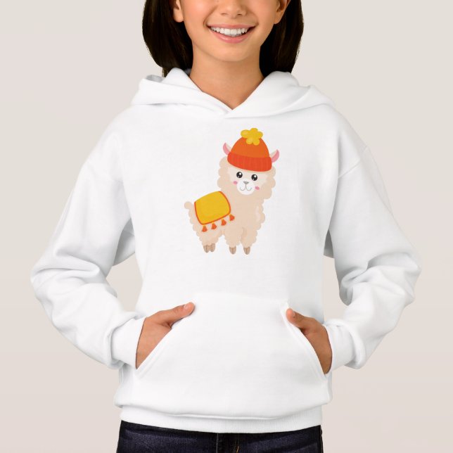 Llama otoñal, Cute Llama, Alpaca, Llama Con Gorra (Anverso)
