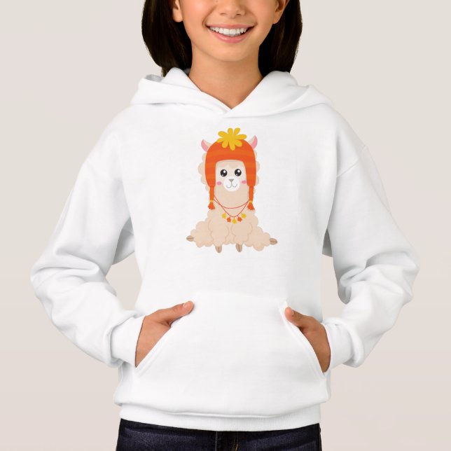 Llama otoñal, Cute Llama, Llama Con Gorra, Alpaca (Anverso)