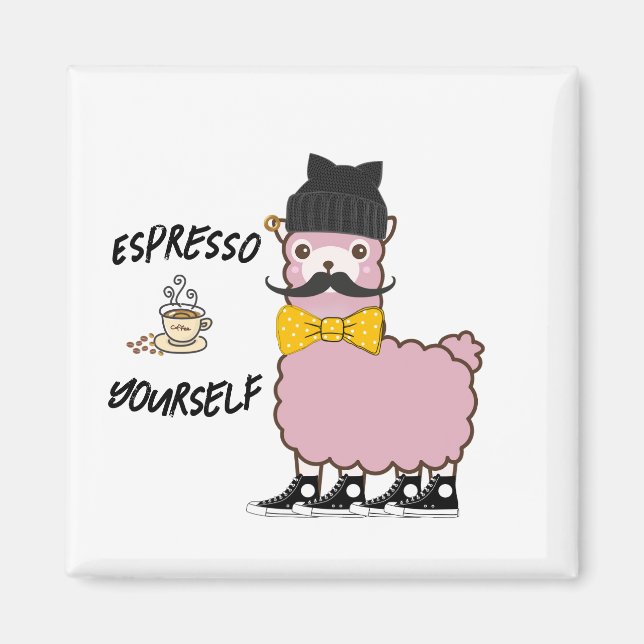 Llama Rosa Espresso tu propio imán (Frente)