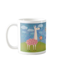 Llama rosada en la taza de la cumbre