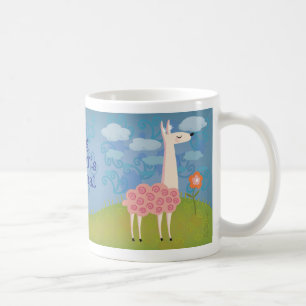Llama rosada en la taza de la cumbre