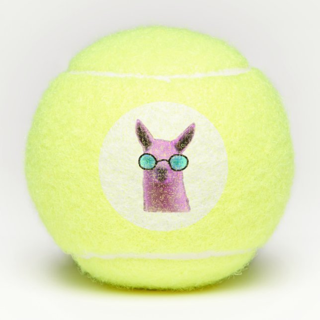 ¡Llama rosada fresca! Pelotas de tenis (Anverso)