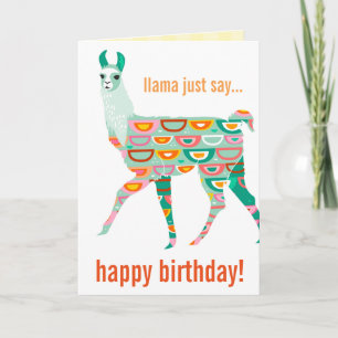 Llama sólo dice cumpleaños feliz - tarjeta de llam