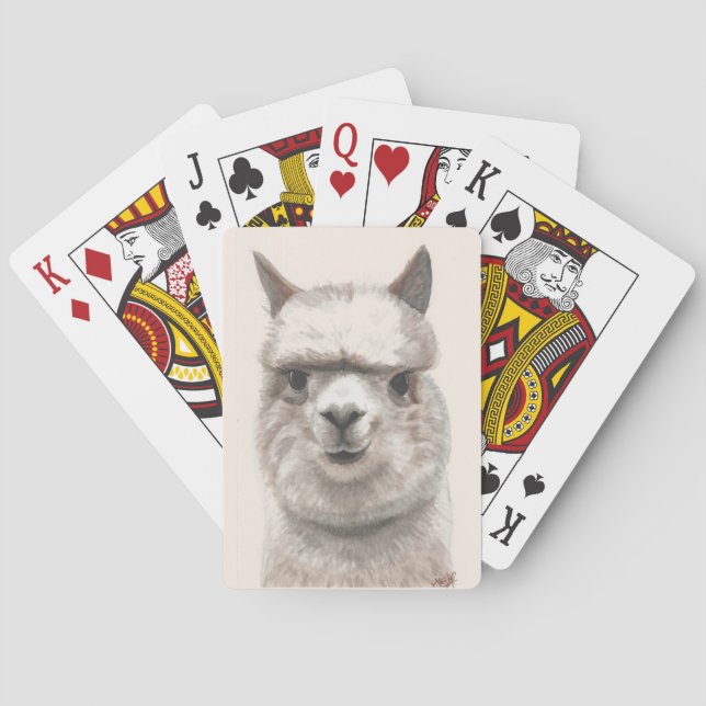 Llama sonríe jugando cartas regalo de cumpleaños (Reverso)