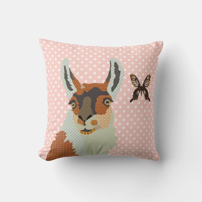 Llama y almohada de oro de Pokadot Mojo del rosa (Anverso)