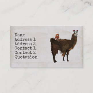 LLAMA y tarjeta de visita FLORAL del BÚHO
