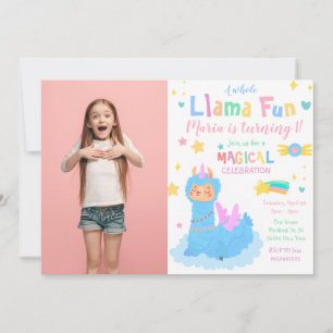 Llamacorn Llama Photo Birthday Invitación
