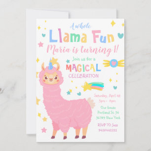 Llamacorn Magical Llama Invitación al cumpleaños