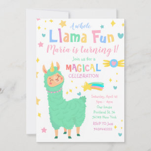 Llamacorn Magical Llama Invitación al cumpleaños