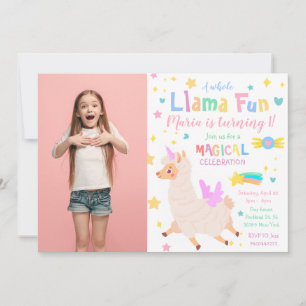 Llamacorn Magical Photo Birthday Invitación