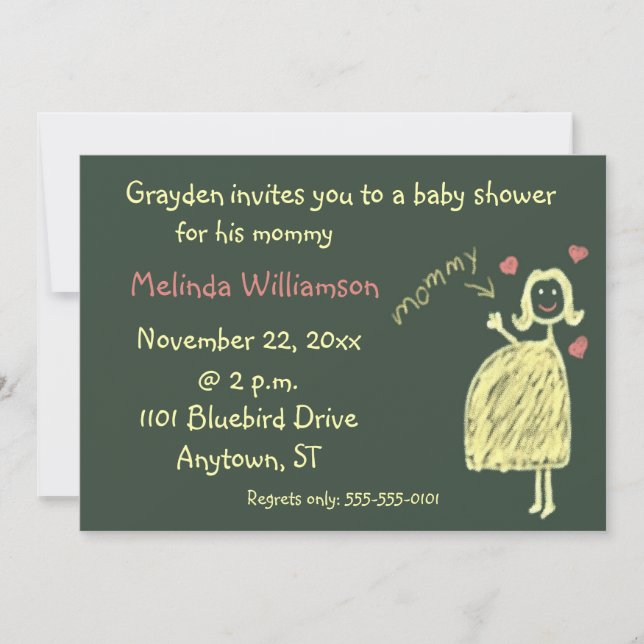 Llamada atrayendo invitación de Baby Shower de niñ (Anverso)
