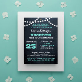 Llamadas de Chalkboard Invitación Verde azulada de