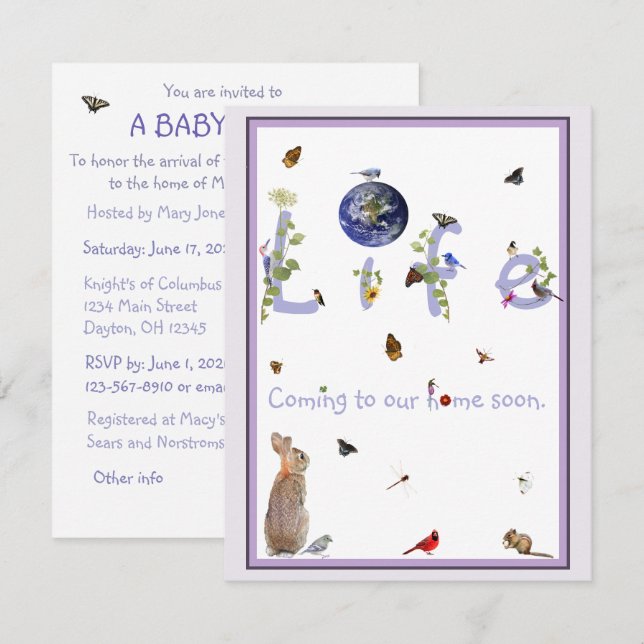 Llamadas de Madre Naturaleza: Invitación de Baby S (Anverso / Reverso)
