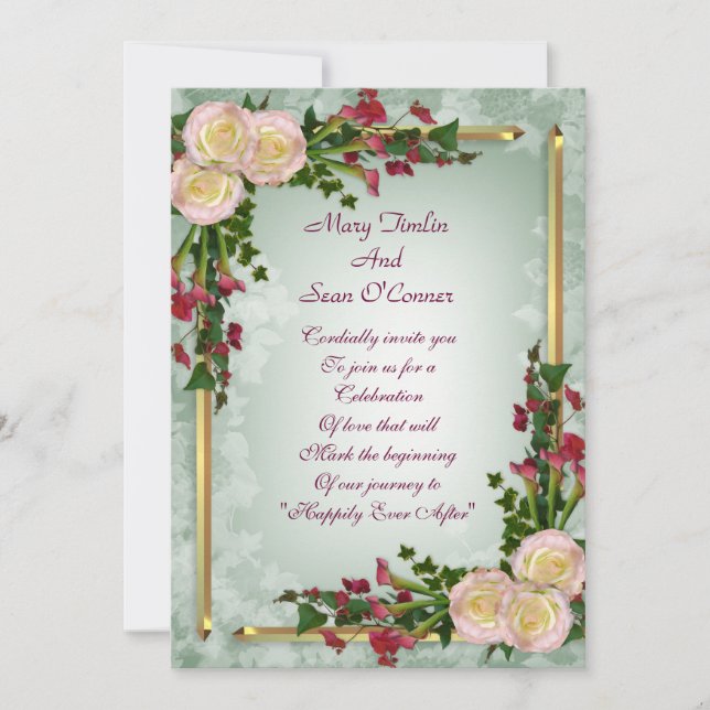Llamadas y rosas de la invitación a la boda (Anverso)
