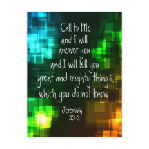 Llamadme a la Biblia Verse Jeremiah 33:3 postal