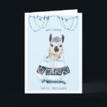 Llamakah feliz | Graciosa tarjeta Llama Hanukkah<br><div class="desc">Lo llamo Yiddish el Llamakah. Disfruta a fondo de la barba tosiendo con la mejor pomada de barba vegana. Entre sus demás aficiones se incluyen la toma de muestras de manischewitz de roble de pequeño tamaño, pan de jalá laminado a mano y escuchar un gran jingle de alt-folk. Sólo ha...</div>