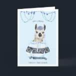Llamakah feliz | Graciosa tarjeta Llama Hanukkah<br><div class="desc">Lo llamo Yiddish el Llamakah. Disfruta a fondo de la barba tosiendo con la mejor pomada de barba vegana. Entre sus demás aficiones se incluyen la toma de muestras de manischewitz de roble de pequeño tamaño, pan de jalá laminado a mano y escuchar un gran jingle de alt-folk. Sólo ha...</div>