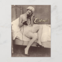 ¡Llámame! Tarjeta postal atrevida de chica flapper