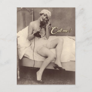 ¡Llámame! Tarjeta postal atrevida de chica flapper