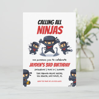 Llamando a la invitación de cumpleaños Ninjas-Kid 