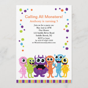 Llamando a todos los monstruos niños invitación