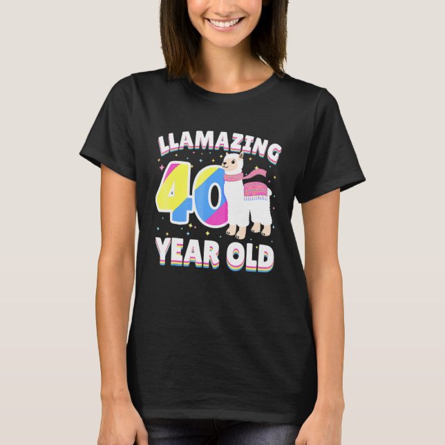 Llamando a una camiseta de 40 años Llama (Anverso)