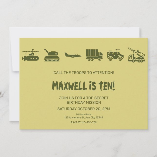 Llamar A Las Tropas A La Atención Invitación De Cu (Anverso)