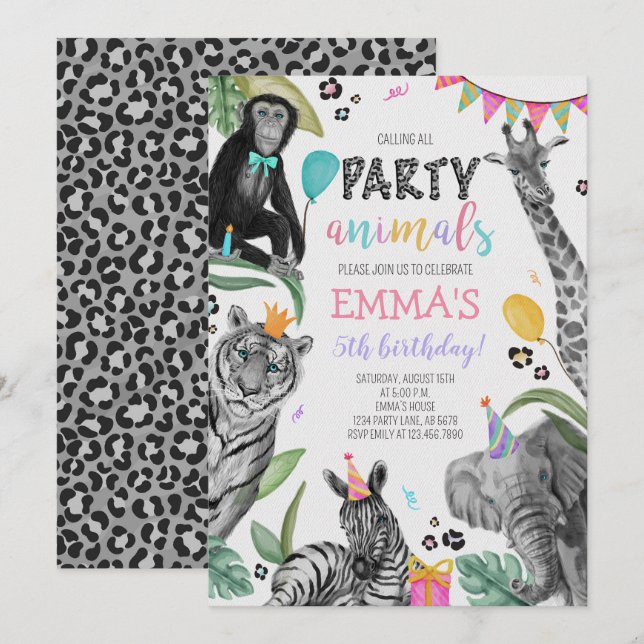 Llamar a todos los animales Fiestas Invitación de  (Anverso / Reverso)