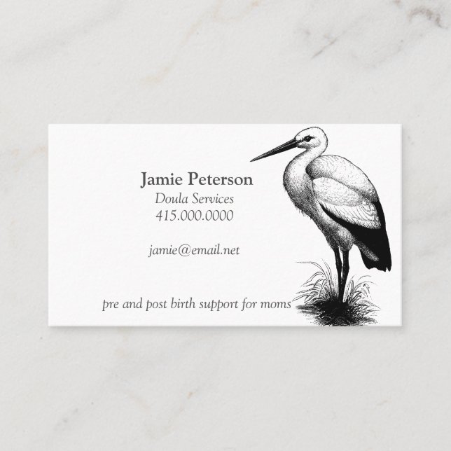 Llamar por la cigüeña a las tarjetas de presentaci (Anverso)