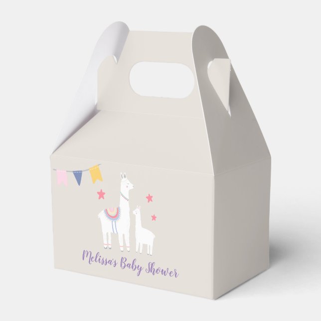 Llamas modernas caja de favores de Baby Shower (Front Side)