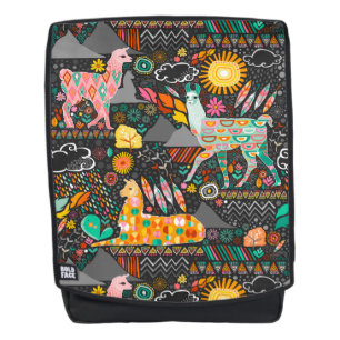 Llamas preciosas en la mochila gris