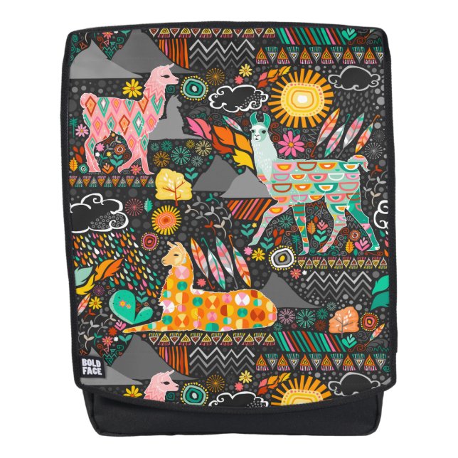 Llamas preciosas en la mochila gris (Anverso)