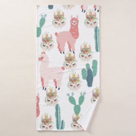 Llamas rosadas lindas y cactus verdes