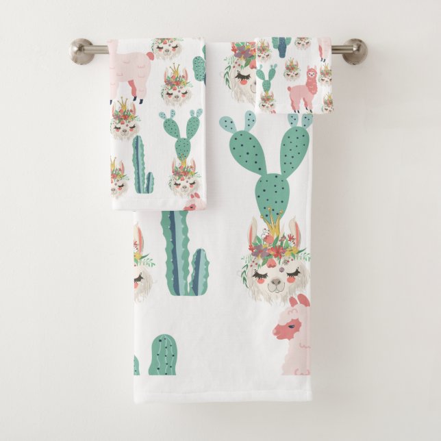 Llamas rosadas lindas y cactus verdes (In situ)