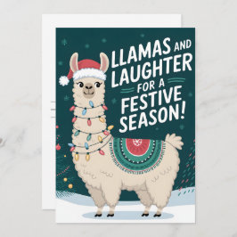 Llamas y temporada festiva - tarjeta de Navidades