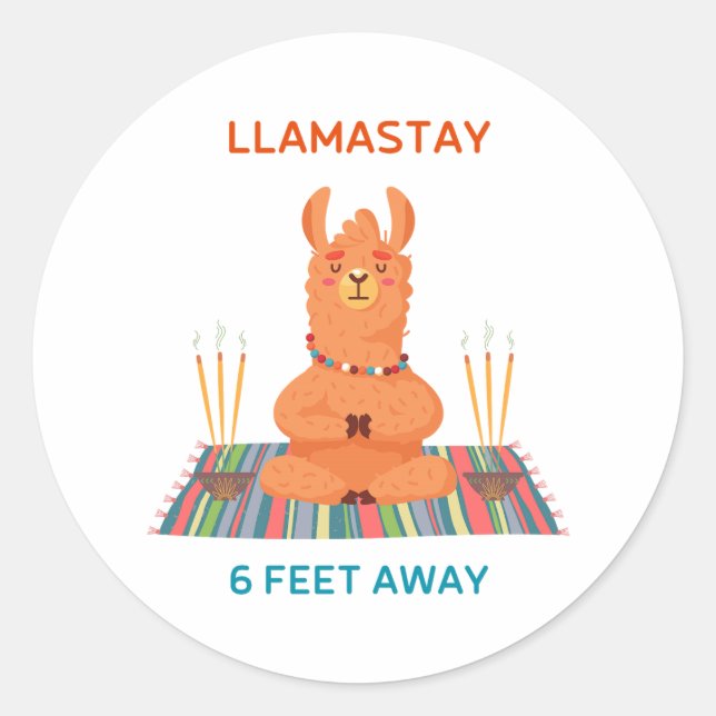 Llamastay a 6 metros de distancia Pegatina de la r (Anverso)