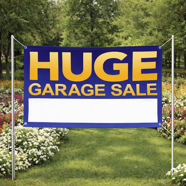 Llamativa pancarta "Enorme venta de garage" azul y (3 x 5' Garage Sale Banner)
