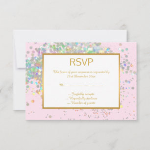 LLAMATIVA RSVP HOLOGRÁFICA ARCOÍRIS ROSA BONITA