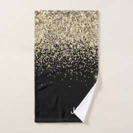 Llamativas Iniciales Monograma Dorado Negro Glitte