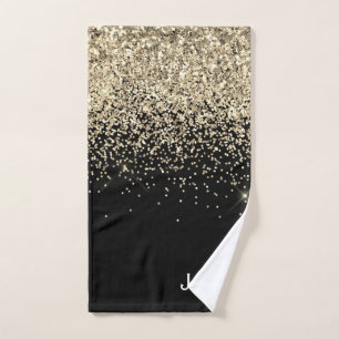 Llamativas Iniciales Monograma Dorado Negro Glitte