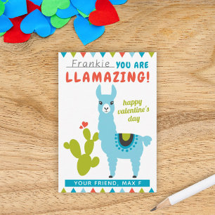 Llamazing Llama Azul Niño Tarjeta del Día de San V