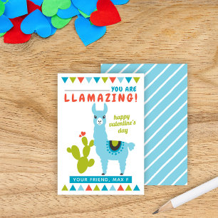 Llamazing Llama Azul Tarjetas de San Valentín para