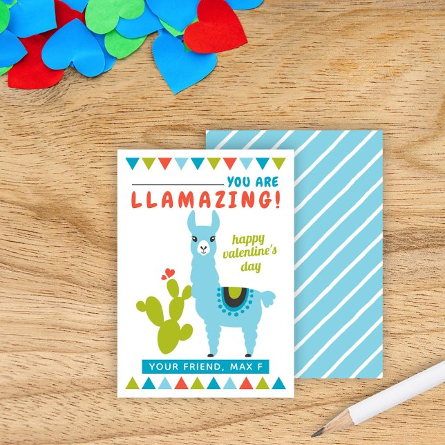 Llamazing Llama Azul Tarjetas de San Valentín para (Subido por el creador)