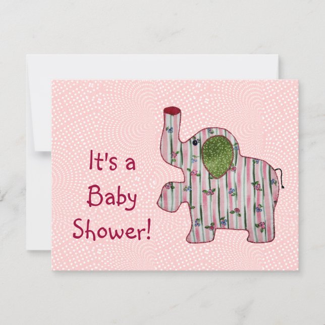 Llanto de invitación Baby Shower para elefantes ro (Anverso)