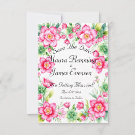 Llanura de flor rosa Guardar la tarjeta de fecha