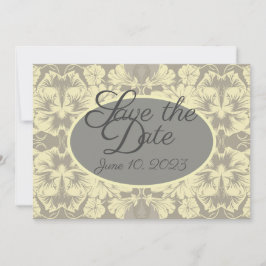 Llanura floral de marfil y gris salva la tarjeta d